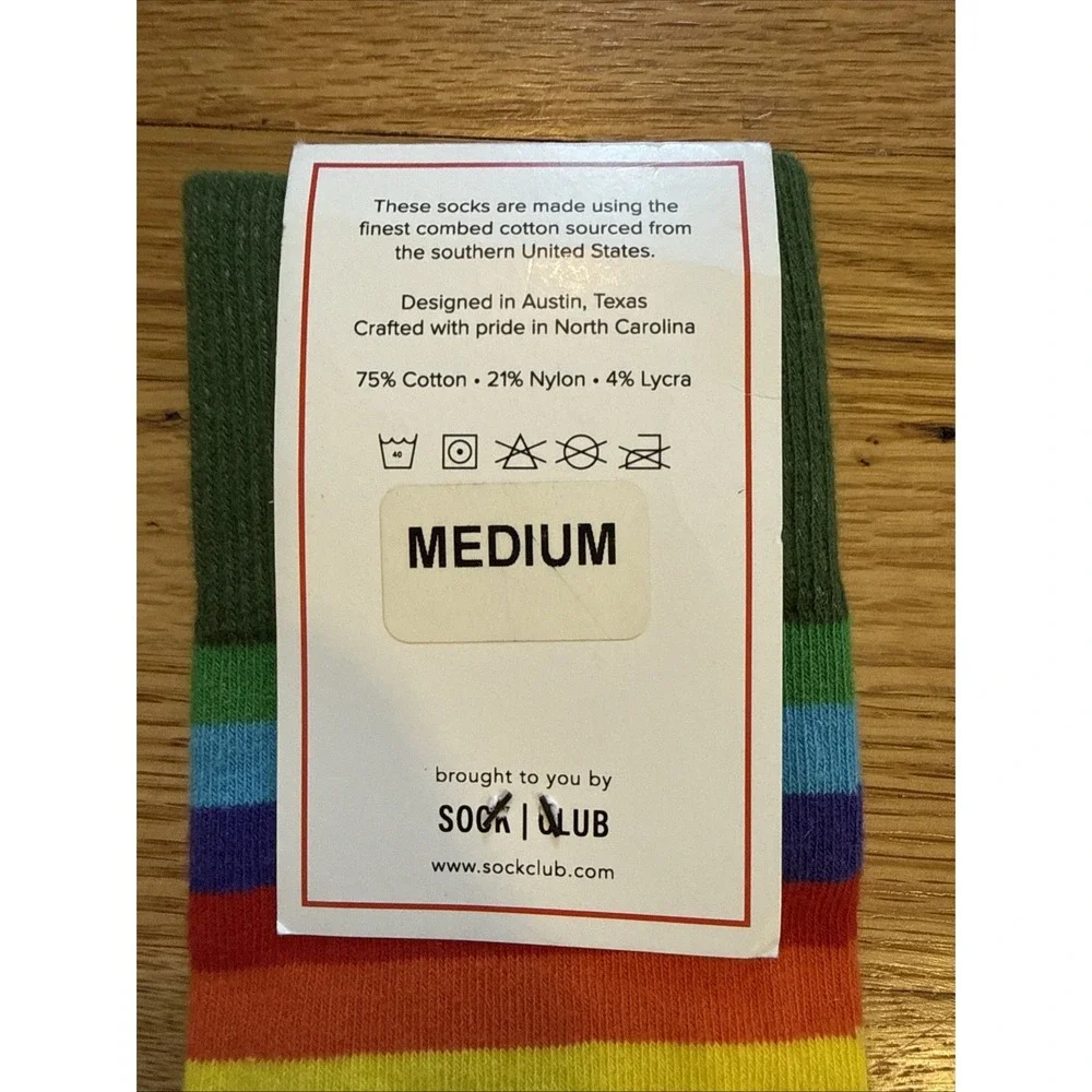 Custom Sock Club-  multicolor Stripe cotton blend socks crew socks-New with Tags
